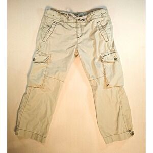 Polo Jeans Co Ralph Lauren Womens 4 Cargo Capri Pants Khaki Y2K Utility Vintage